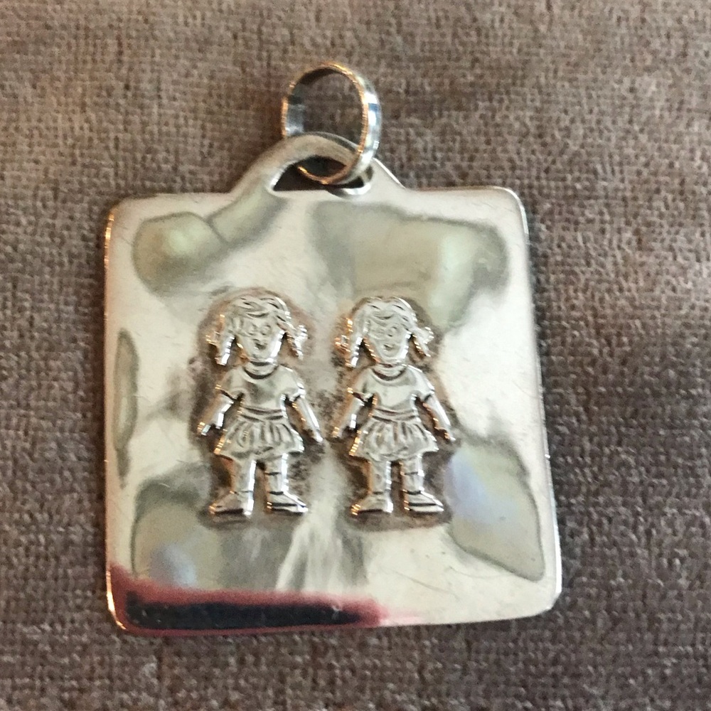 Sterling silver slide - 2 girls